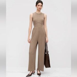 🍎Cider Khaki Ribbed Sleeveless Jumpsuit Women’s XS Brand New With Tags 🍎